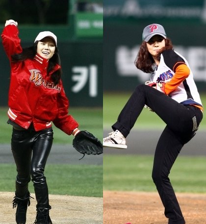 コン・ヒョジンとキム・ナムジュの始球式