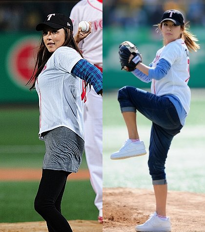 パク・シヨンとチェヨンの始球式